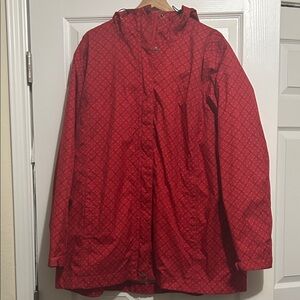 Red Patterned Women's Columbia Rain Jacket 1XL